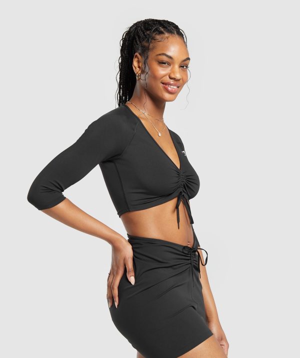 Ruche 3/4 Sleeve Crop Top - Image 3