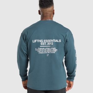Metal Lifting Graphic Long Sleeve T-Shirt