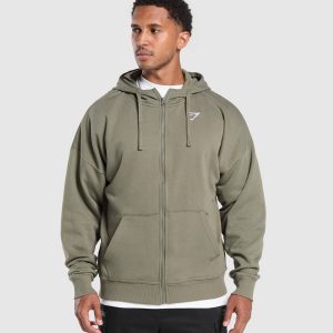 Crest Oversized Zip Up Hoodie