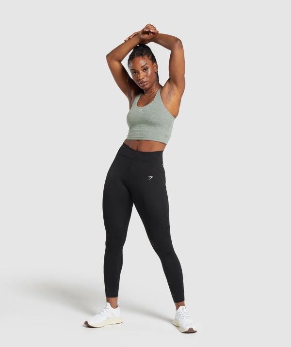 Marl Racer Crop Tank With Shelf - Image 4
