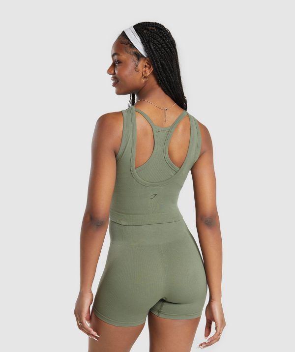 Ribbed Cotton Seamless Body Fit Tank - Image 2