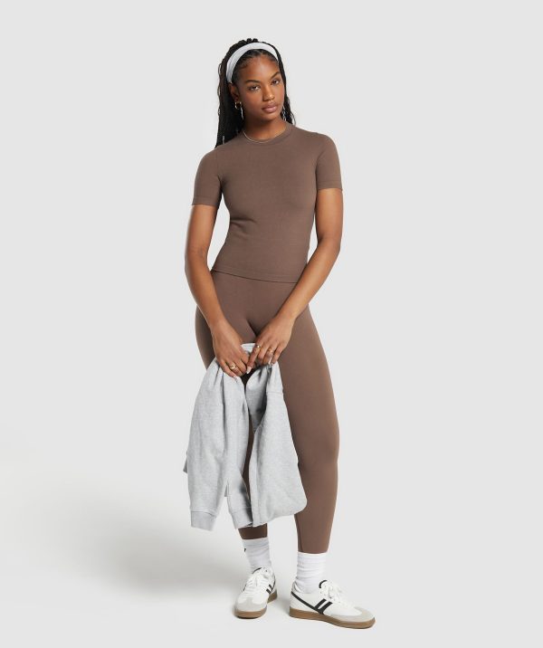 Ribbed Cotton Seamless T-Shirt - Image 4