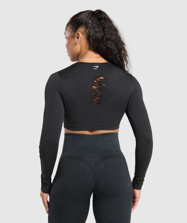 Gains Seamless Distressed Super Crop Top - Image 2
