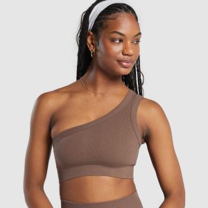 Ribbed Cotton Seamless One Shoulder Bra