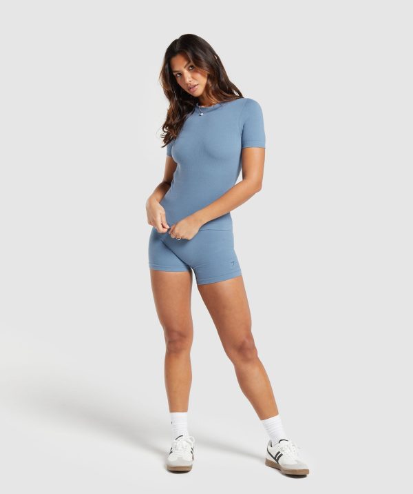 Ribbed Cotton Seamless T-Shirt - Image 4