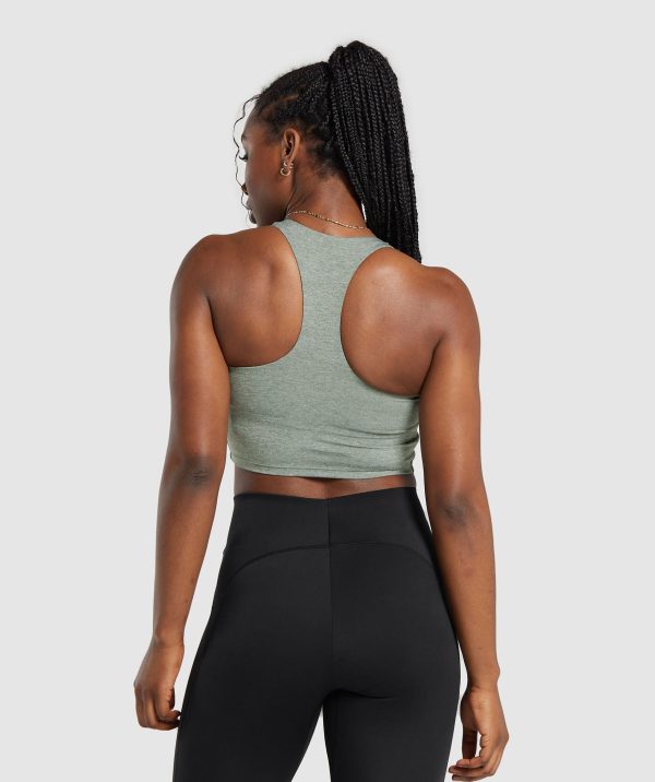 Marl Racer Crop Tank With Shelf - Image 2