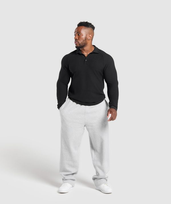 Long Sleeve Waffle Polo Shirt - Image 4
