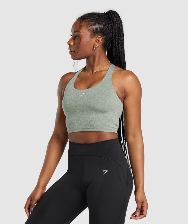 Marl Racer Crop Tank With Shelf - Image 3