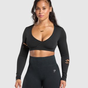 Gains Seamless Distressed Super Crop Top