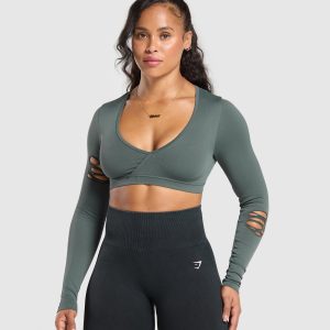 Gains Seamless Distressed Super Crop Top