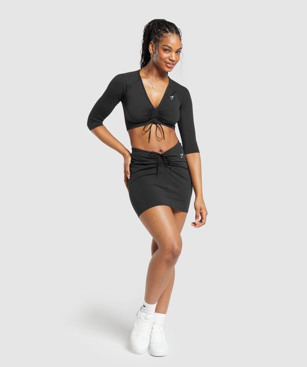Ruche 3/4 Sleeve Crop Top - Image 4