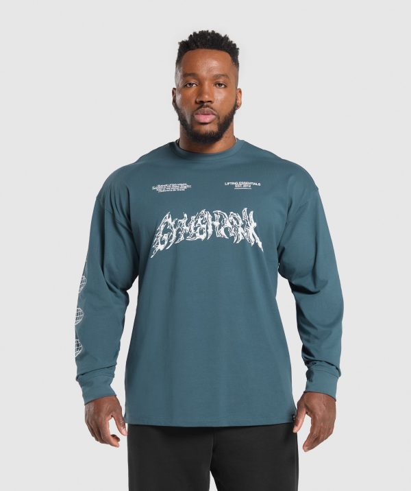 Metal Lifting Graphic Long Sleeve T-Shirt - Image 2