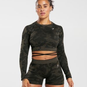 Adapt Camo Seamless Ribbed Long Sleeve Crop Top