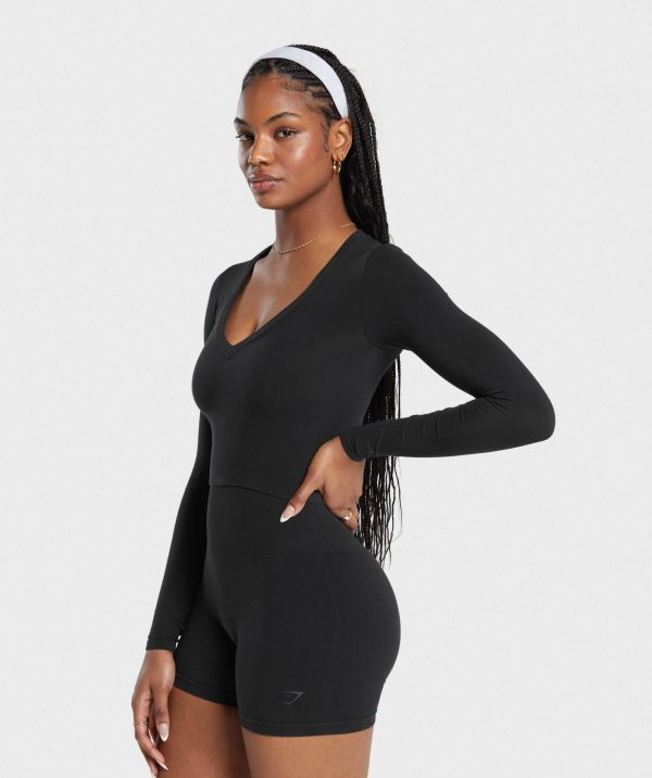 Cotton Seamless Long Sleeve Midi Top - Image 3