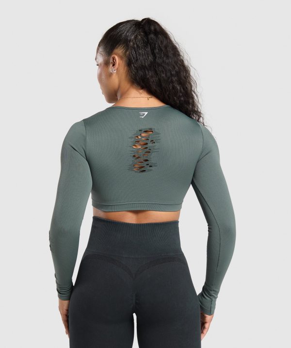 Gains Seamless Distressed Super Crop Top - Image 2