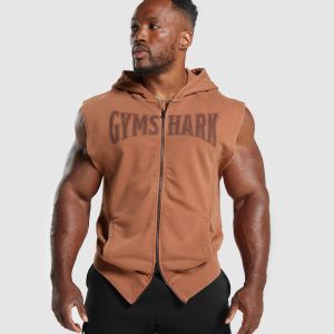 Heritage Washed Sleeveless Zip Up Hoodie
