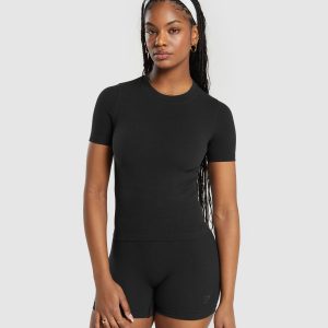 Ribbed Cotton Seamless T-Shirt