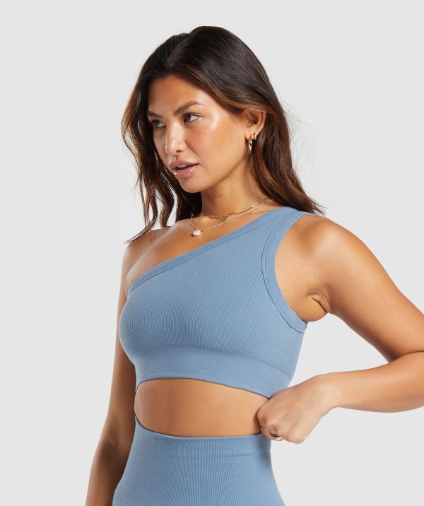 Ribbed Cotton Seamless One Shoulder  Bra - Image 3