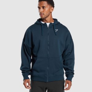 Crest Oversized Zip Up Hoodie