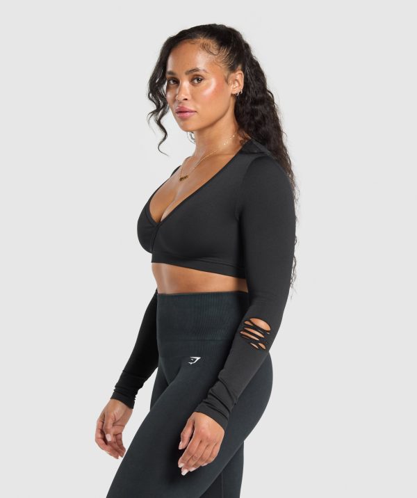 Gains Seamless Distressed Super Crop Top - Image 3