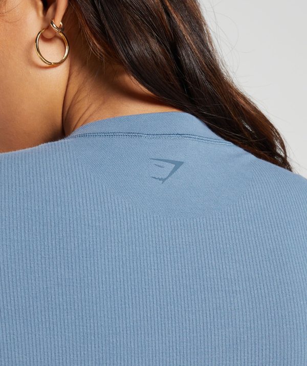 Ribbed Cotton Seamless T-Shirt - Image 5