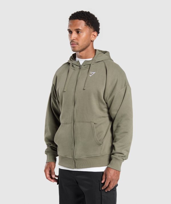 Crest Oversized Zip Up Hoodie - Image 3