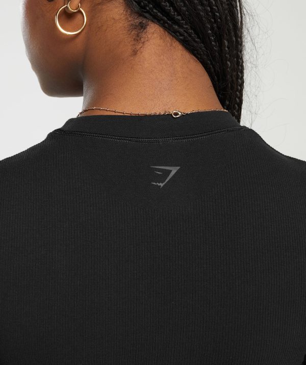 Ribbed Cotton Seamless T-Shirt - Image 5