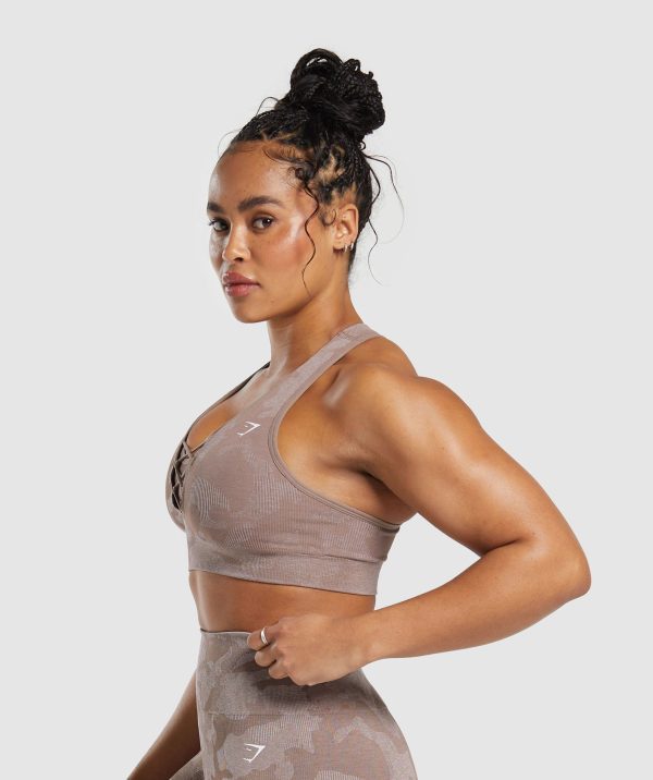 Adapt Camo Seamless Sports Bra- Mocha Mauve/Stone Pink - Image 3