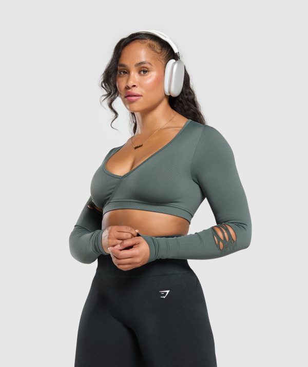 Gains Seamless Distressed Super Crop Top - Image 7