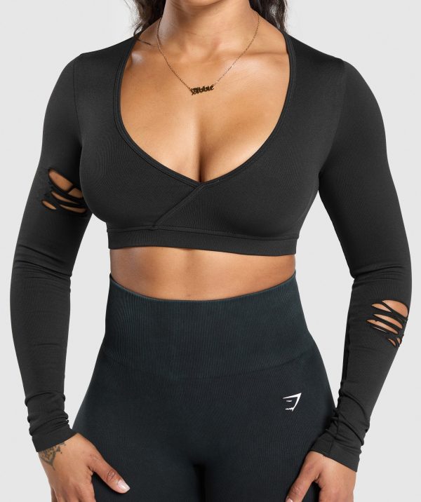 Gains Seamless Distressed Super Crop Top - Image 6