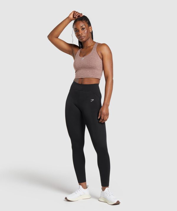 Marl Racer Crop Tank With Shelf - Image 4