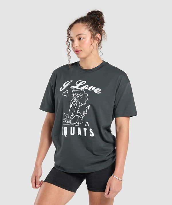 I Love Squats Graphic Oversized Tee - Image 3