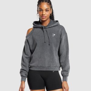 Washed Cut Out Hoodie