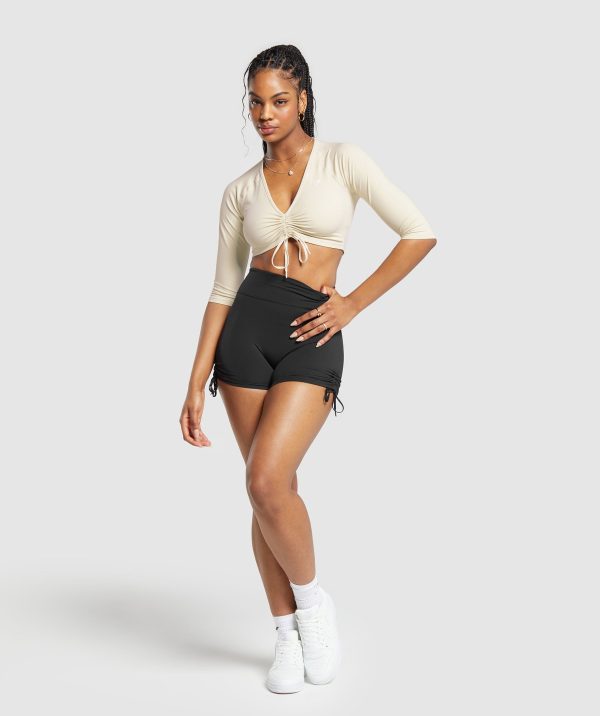 Ruche 3/4 Sleeve Crop Top - Image 4