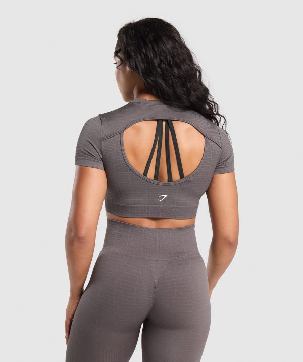 Adapt Monogram Seamless Ruched Crop Top - Image 2