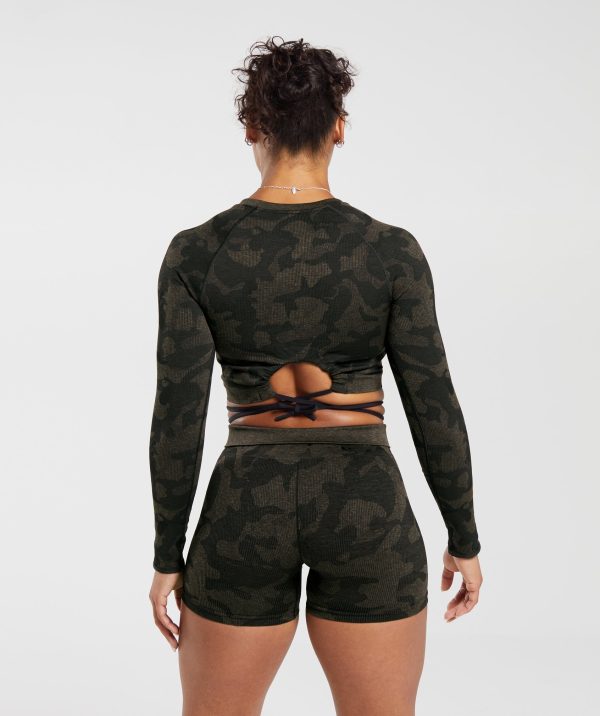 Adapt Camo Seamless Ribbed Long Sleeve Crop Top - Image 2