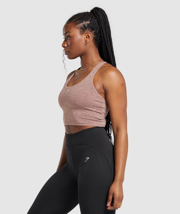 Marl Racer Crop Tank With Shelf - Image 3