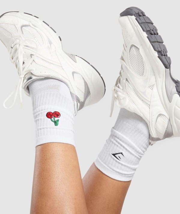 Graphic Cherries Crew Sock Single - Image 2