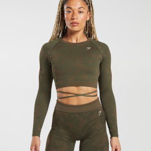 Adapt Camo Seamless Ribbed Long Sleeve Crop Top