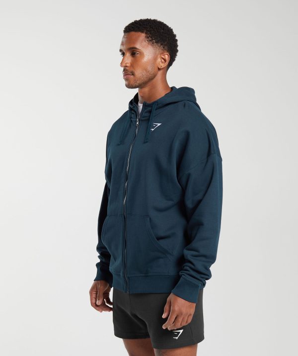 Crest Oversized Zip Up Hoodie - Image 3