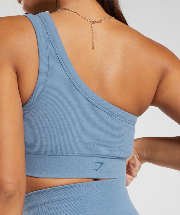 Ribbed Cotton Seamless One Shoulder  Bra - Image 5