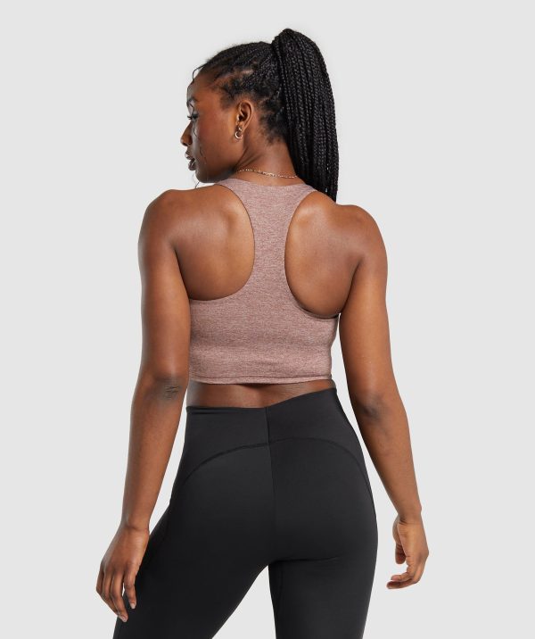 Marl Racer Crop Tank With Shelf - Image 2