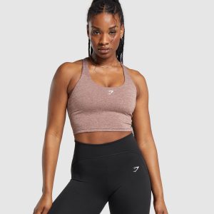 Marl Racer Crop Tank With Shelf
