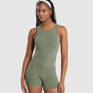 Ribbed Cotton Seamless Body Fit Tank