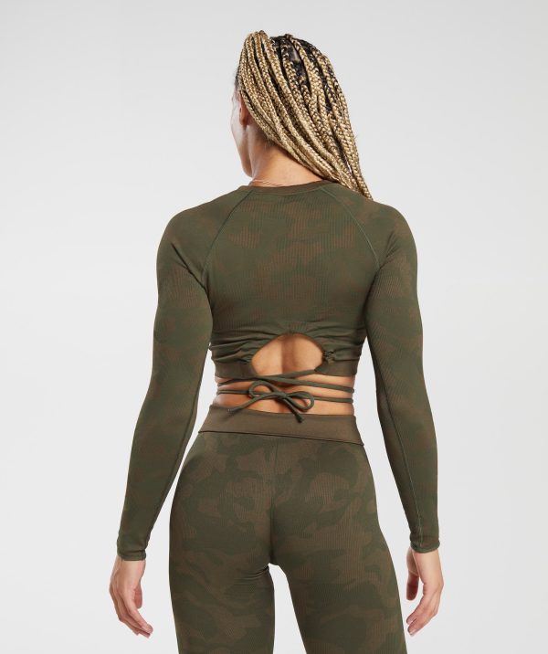 Adapt Camo Seamless Ribbed Long Sleeve Crop Top - Image 2