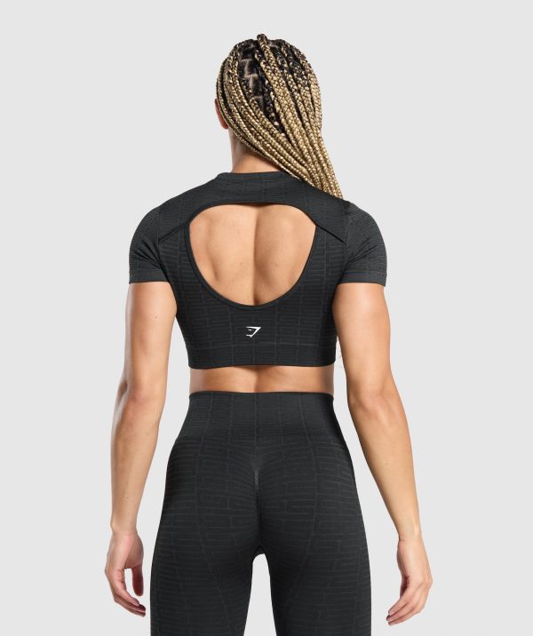 Adapt Monogram Seamless Ruched Crop Top - Image 3