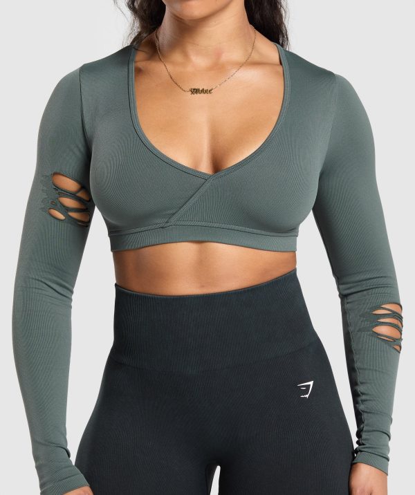 Gains Seamless Distressed Super Crop Top - Image 6