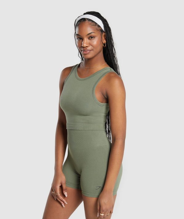 Ribbed Cotton Seamless Body Fit Tank - Image 3
