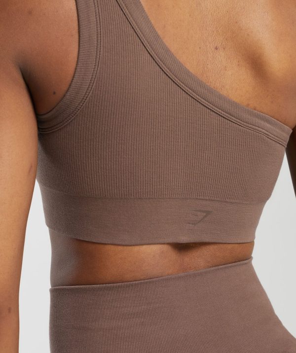 Ribbed Cotton Seamless One Shoulder Bra - Image 6