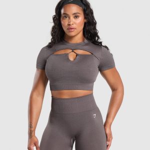 Adapt Monogram Seamless Ruched Crop Top